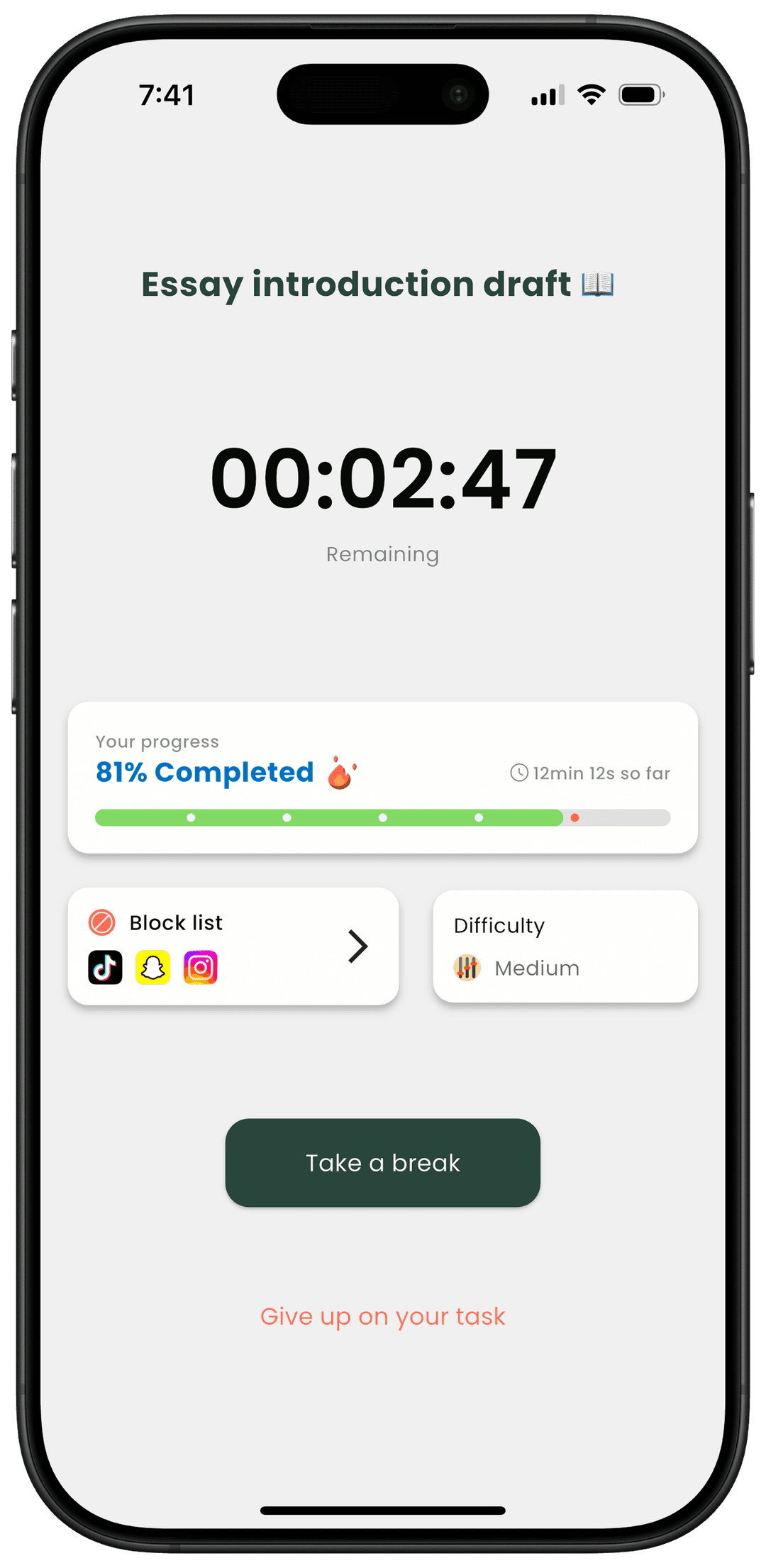 Focus Sessions screenshot